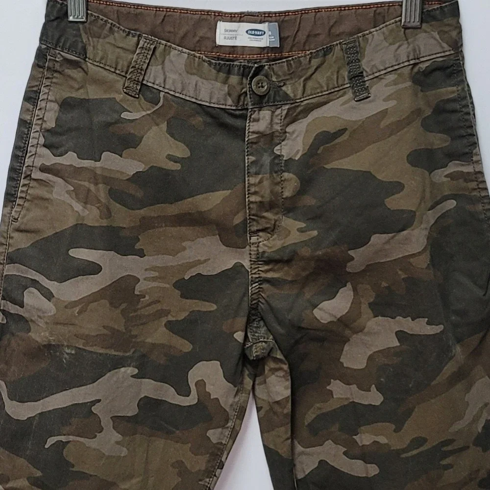 Old Navy Kids Skinny Chino Olive Camo Pants Sz 18‎ Streetwear Casual School Wear